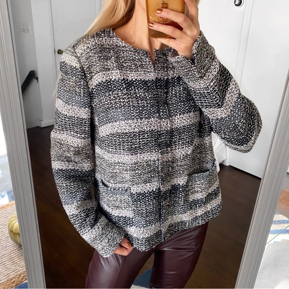 🖤 GERRY WEBER BLACK GREY TWEED WOOL BLEND JACKET! - Picture 2 of 14